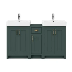 Chatsworth Traditional Green Double Basin Vanity + Cupboard Combination Unit -Bathroom Supply Shop cgrn142pk d2