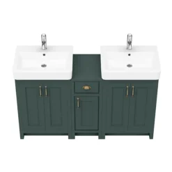 Chatsworth Traditional Green Double Basin Vanity + Cupboard Combination Unit -Bathroom Supply Shop cgrn142pk d4