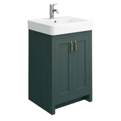 Chatsworth Traditional Green Double Basin Vanity + Cupboard Combination Unit -Bathroom Supply Shop cgrn142pk d5