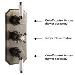 Chatsworth 1928 Antique Brass Traditional Shower W. Concealed Valve, 8" Head + Slide Rail Kit -Bathroom Supply Shop ch63vabpk2 d1