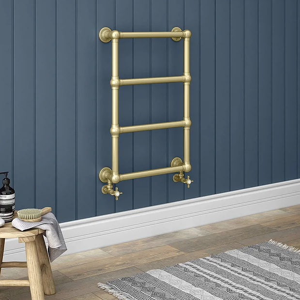 Chatsworth Traditional 498 X 748 Brushed Brass Wall Mounted Heated Towel Rail 2 Chatsworth Traditional 498 X 748 Brushed Brass Wall Mounted Heated Towel Rail - Image 2