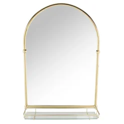 Chatsworth Traditional 700 X 490mm Arched Mirror With Glass Shelf - Brushed Brass -Bathroom Supply Shop chtbbms d3