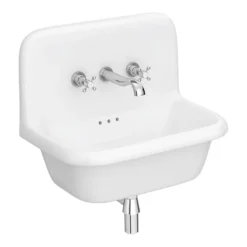 Chatsworth 600mm Roll Top Wall Hung Basin With Upstand Gloss White -Bathroom Supply Shop chtbn01w l2