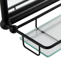 Chatsworth Traditional 700 X 490mm Arched Mirror With Glass Shelf - Matt Black -Bathroom Supply Shop chtmbms d1