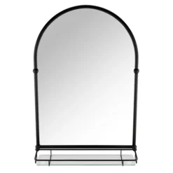 Chatsworth Traditional 700 X 490mm Arched Mirror With Glass Shelf - Matt Black -Bathroom Supply Shop chtmbms detail03