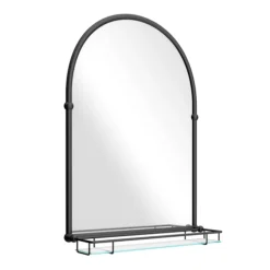 Chatsworth Traditional 700 X 490mm Arched Mirror With Glass Shelf - Matt Black -Bathroom Supply Shop chtmbms detail04
