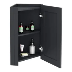 Chatsworth Corner Mirror Cabinet Graphite 6 Chatsworth Corner Mirror Cabinet Graphite -Bathroom Supply Shop cnrmcabblk d1