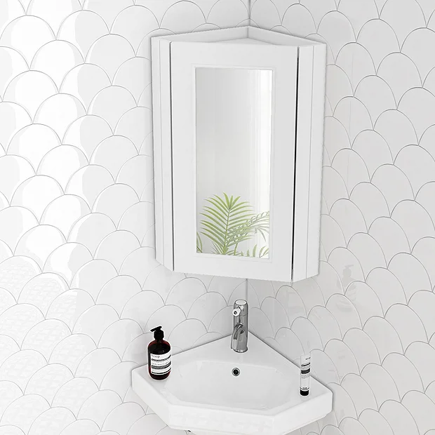 Chatsworth Corner Mirror Cabinet White 2 Chatsworth Corner Mirror Cabinet White - Image 2