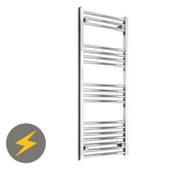 Reina Capo H1200 X W600mm Chrome Flat Electric Towel Rail - ON/OFF Element