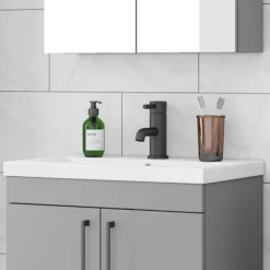 Arezzo Round Matt Black Basin Mono Mixer Tap -Bathroom Supply Shop cru20blk d2