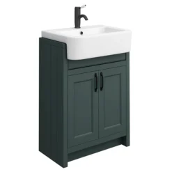 Chatsworth Traditional Green Semi-Recessed Vanity Unit W. Matt Black Handles + Toilet Package -Bathroom Supply Shop csr6wcgrnmb d1