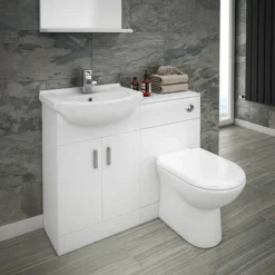 Cove 1050mm Vanity Unit Cloakroom Suite (Gloss White - Depth 300mm) -Bathroom Supply Shop cv1050cs d3