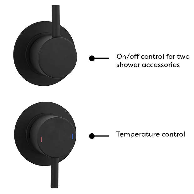 Arezzo Matt Black Concealed Individual Diverter + Thermostatic Control Shower Valve 1 Arezzo Matt Black Concealed Individual Diverter + Thermostatic Control Shower Valve