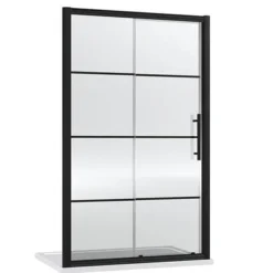 Hudson Reed Matt Black 1400 X 900mm Sliding Door Shower Enclosure + Black Tray -Bathroom Supply Shop hrblksgeaaa