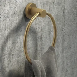 Arezzo Industrial Style Brushed Brass Round Towel Ring -Bathroom Supply Shop isbbtr n l