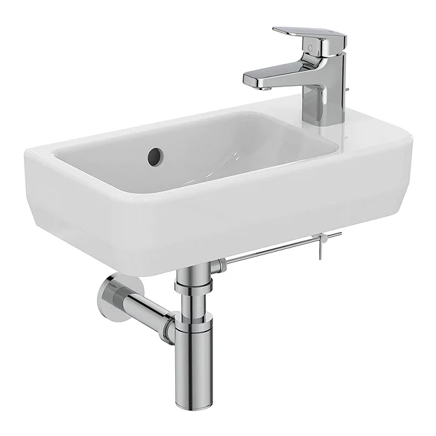 Ideal Standard I.Life S 450mm Wall Hung Right Hand 1TH Washbasin + Chrome Bottle Trap 2 Ideal Standard I.Life S 450mm Wall Hung Right Hand 1TH Washbasin + Chrome Bottle Trap - Image 2