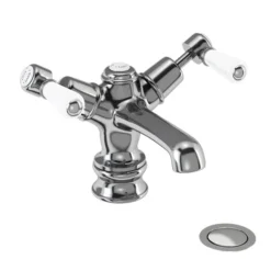 Burlington Kensington Regent - Chrome Basin Mixer Tap With Click-Clack Waste -Bathroom Supply Shop ker6d1