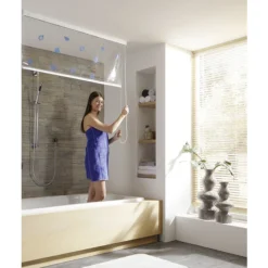 Kleine Wolke - Vinyl White Stripe Shower Roller Blind W1340 X H2400mm (Parts A+B) -Bathroom Supply Shop kleinewolkevinylmilkyshowerrollerblindd1