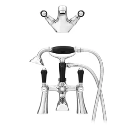 Lancaster Black Traditional Tap Package (Bath + Basin Tap) -Bathroom Supply Shop lancbpk n d3
