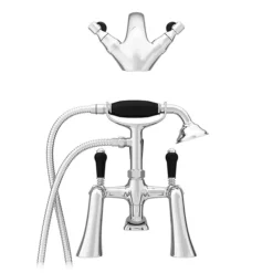Lancaster Black Traditional Tap Package (Bath + Basin Tap) -Bathroom Supply Shop lancbpk n d4