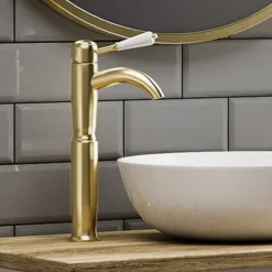 Lancaster Traditional Brushed Brass Tall Mono Basin Mixer -Bathroom Supply Shop lbb8t lrg