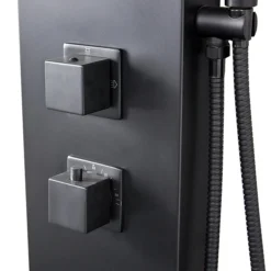 Milan Shower Tower Panel - Matt Black (Thermostatic) -Bathroom Supply Shop mb3bsp d4