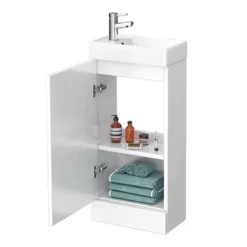 Milan Minimalist Compact Floor Standing Vanity Unit + Knedlington Close Coupled Toilet -Bathroom Supply Shop mcfsvkcct n d2