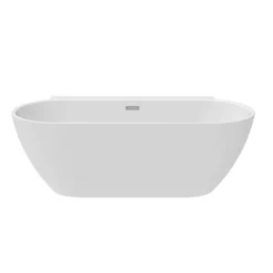 Mileto 1700 X 800 Curved Back To Wall Modern Bath With Chrome Waste -Bathroom Supply Shop mfb61c d2