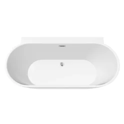 Mileto 1700 X 800 Curved Back To Wall Modern Bath With Chrome Waste -Bathroom Supply Shop mfb61c d3