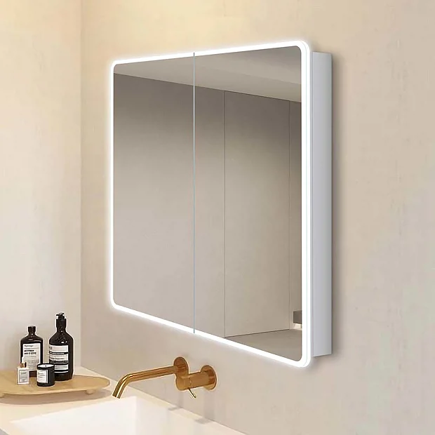Toreno 700 X 800mm LED Illuminated 2-Door Mirror Cabinet With Motion Sensor, Shaving Socket & Anti-Fog 2 Toreno 700 X 800mm LED Illuminated 2-Door Mirror Cabinet With Motion Sensor, Shaving Socket & Anti-Fog - Image 2