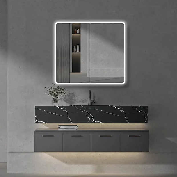 Toreno 700 X 800mm LED Illuminated 2-Door Mirror Cabinet With Motion Sensor, Shaving Socket & Anti-Fog 6 Toreno 700 X 800mm LED Illuminated 2-Door Mirror Cabinet With Motion Sensor, Shaving Socket & Anti-Fog - Image 6