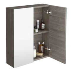 Brooklyn 600mm Grey Avola Bathroom Mirror Cabinet - 2 Door -Bathroom Supply Shop mod523 d1