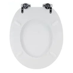 Toreno High Gloss White MDF Bottom Fixing Soft Close Toilet Seat With Chrome Hinges -Bathroom Supply Shop msc020 detail2