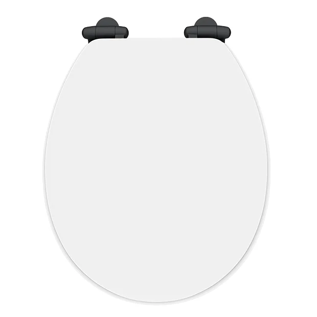 Toreno High Gloss White MDF Bottom Fixing Toilet Seat Matt Black Hinges 2 Toreno High Gloss White MDF Bottom Fixing Toilet Seat Matt Black Hinges - Image 2