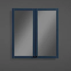 Montrose 600mm Indigo Blue Mirrored Cabinet With Matt Black Handles -Bathroom Supply Shop mtmrmimb d1