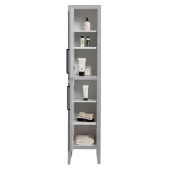 Montrose Dove Grey Tall Storage Unit With Matt Black Handles