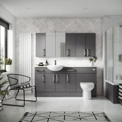 Hudson Reed 300x182mm Gloss Grey Fitted Wall Unit