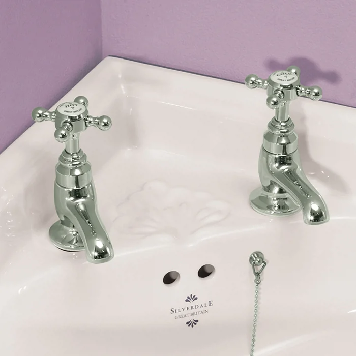Silverdale Victorian Cloakroom Basin Pillar Taps Nickel 1 Silverdale Victorian Cloakroom Basin Pillar Taps Nickel
