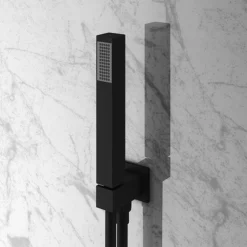 Arezzo Matt Black Square Triple Thermostatic Shower Pack With Head + Handset -Bathroom Supply Shop sq3blkpk nd3