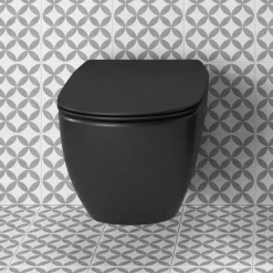 Ideal Standard Tesi Silk Black AquaBlade Wall Hung WC + Soft Close Seat -Bathroom Supply Shop tessbwhsc d2