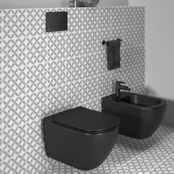 Ideal Standard Tesi Silk Black AquaBlade Wall Hung WC + Soft Close Seat -Bathroom Supply Shop tessbwhsc d3