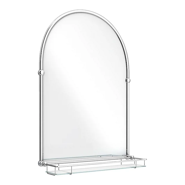 Chatsworth Traditional 700 X 490mm Arched Mirror With Glass Shelf - Chrome 1 Chatsworth Traditional 700 X 490mm Arched Mirror With Glass Shelf - Chrome