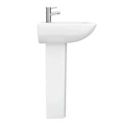 Venice Modern Short Projection Basin & Pedestal (550mm Wide - 1 Tap Hole) -Bathroom Supply Shop v550bp d3