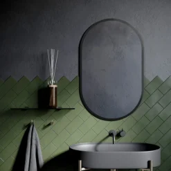 Arezzo Matt Black 500 X 800mm Capsule Mirror -Bathroom Supply Shop ven58cmb d1