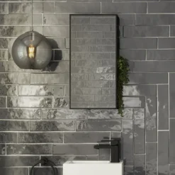 Venice Black 300 X 600mm Mirror With Open Shelves -Bathroom Supply Shop venmir3060 d3