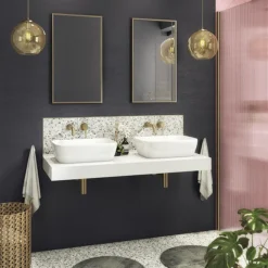 Venice Brushed Brass 400 X 700mm Rectangular Mirror -Bathroom Supply Shop venr4070bra d3