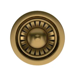 Venice Brushed Gold Basket Strainer Kitchen Sink Waste With Rectangular Overflow Plate -Bathroom Supply Shop vnkbs292 d1