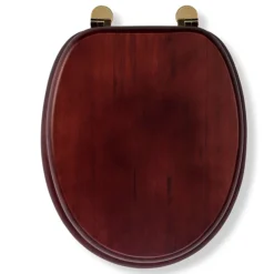 Croydex Mahogany Effect Solid Wood Toilet Seat With Brass Effect Fixings -Bathroom Supply Shop wl515202ai3