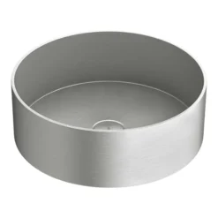 Arezzo Brushed Nickel 360mm Round Stainless Steel Counter Top Basin + Waste -Bathroom Supply Shop z360bn d4